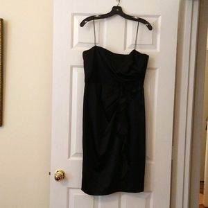 ELIE TAHARI BLACK SPAGHETTI STRAP SILK COCKTAIL DRESS